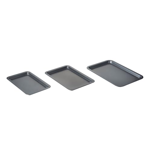 Nifty Cookie & Baking Sheets (Set of 3) – Non-Stick Coated Steel, Dishwasher Safe, Oven Safe up to 450 Degrees, includes Large/Med/Small Pans