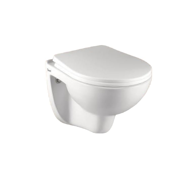 Image of Soyo Ceramic Wall Mounted European Water Closet P Trap /One Piece Western Toilet Commode with Soft Close Seat Outlet is from Wall (Tap)