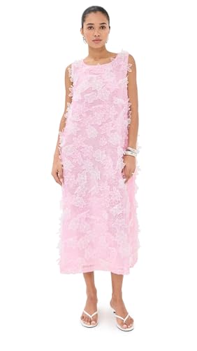 La Vie Style House Womens Organza Floral Maxi A Line Dress Pink One Size