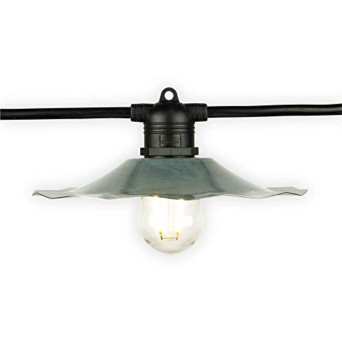 Sombrero metálico vintage para bombilla patio E26 plata miniatura 2