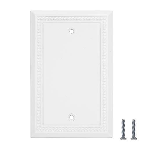 Image of Henne Bery Sunken Pearls Heavy Duty Decorative Wall Plate Switch Plate Outlet Cover (Single Blank, 2 Pack, White)