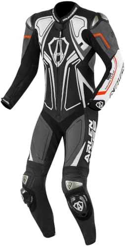 Arlen Ness Conquest Abito monopezza in pelle moto, nero/nero/bianco, 54
