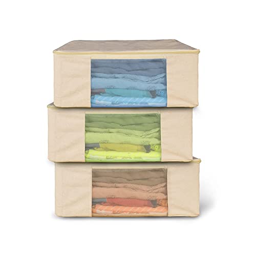 SOLSTICE Cotton Canvas Clothes Storage Bags/Saree Covers with Zip for Storage Specially Design for Woman Dresses, Sarees, Lehengas for Wardrobe Organizer (17 x 14 x 7 Inch) (3) SOLSTICE Cotton Canvas Clothes Storage Bags/Saree Covers with Zip for Storage Specially Design for Woman Dresses, Sarees, Lehengas for Wardrobe Organizer (17 x 14 x 7 Inch) (3)