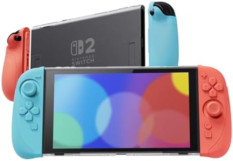 （06:00時点） PlayVital Ranger Nintendo Switch 2（2025）対応保護カバー シリコングリップ＋PC製ハードカバーケース 折りたたみスタンド＆親指グリップキャップ付き ドック対応【ブルー＆オレンジ】