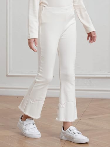 ACSUSS Girls Kids Flared Yoga Pants Toddlers Cotton Elastic Waist Leggings Sports Ribbed Ruffle Bell Bottoms2