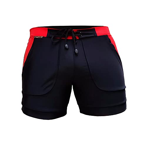 Sunga Bermuda Shorts Grigo Collection Preta e Vermelha