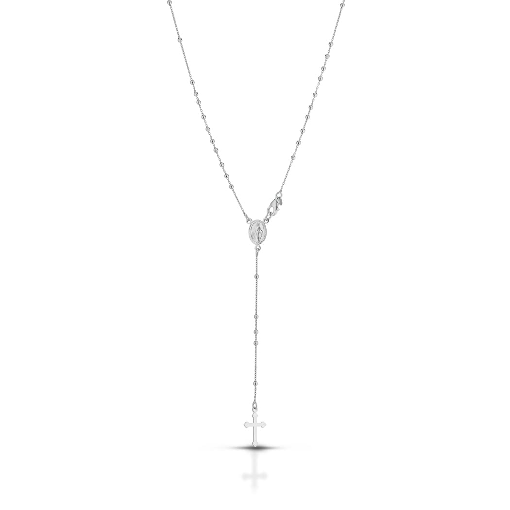 Collana Rosario in Argento 925% Madonna Miracolora Rodiato Antiallergico Uomo/Donna Unisex
