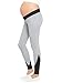 QinCiao Maternity Low Rise Under Belly Leggings Pregnant Comfy Tight Slim Fit Color Block Pants Stretch Fashion Activewear Grey X-Large