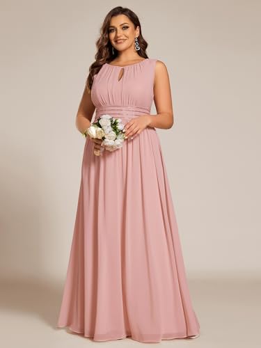 Image of Ever-Pretty Plus Women's Round Neck Sleeveless Empire Waist Maxi Plus Size Formal Gowns Bridesmaid Dresses
