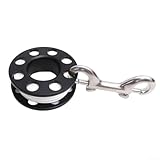 Compact Folding Scuba Diving Finger Spool Reel with 90mm Double Hook Snap, 15M/30M/50M Nylon Line on Steel Core for Underwater Navigation(15m)
