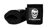 Gymreapers Wrist Wraps Weightlifting - Stiff Heavy Duty 18' Wraps with Thick Thumb Loop for Powerlifting, Bodybuilding, Cross Training, & Heavy Presses (Black - Medium Stiff, 18')