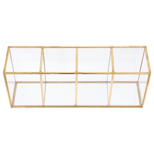 Boîte de rangement maquillage étui cosmétique verre et laiton spacieux