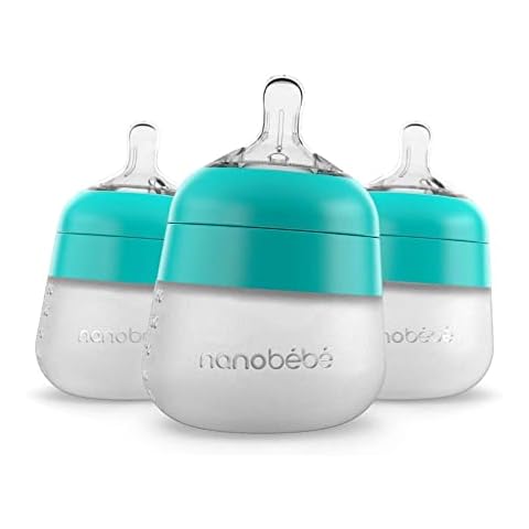 Nanobébé Flexy - Biberón de silicona, anticólicos, sensación natural, base estable sin puntas, fácil de limpiar, paquete de 3 Cover