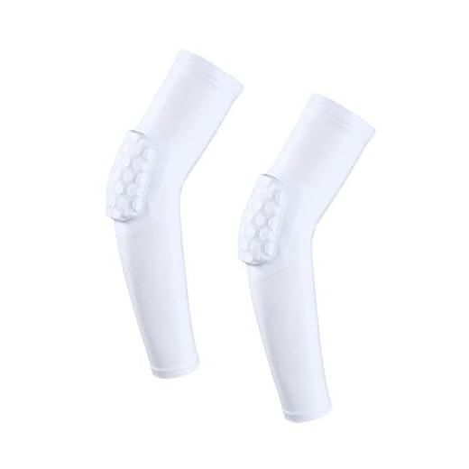 Upgraded Hex Padded Arm Sleeve Compression Padded Elbow Arm Sleeve with Elbow Pad for Football, Volleyball, Baseball Protection, 1 Pair White Size M