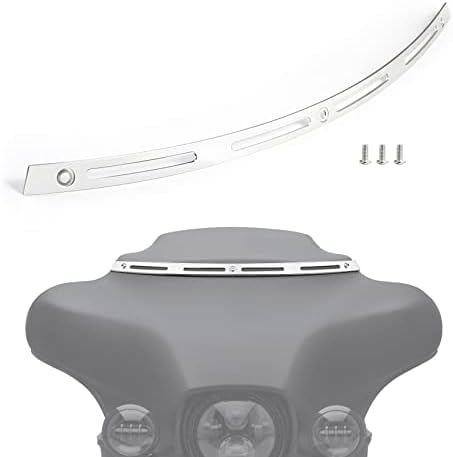 Amazicha Slotted Windshield Trim Polished Windscreen Trim Compatible for Harley Davidson Touring Street Glide Electra Glide Ultra Limited Tri Glide 1996-2013