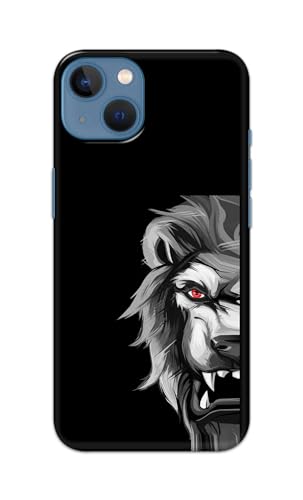 Image of PRINTFIDAA Printed Hard Back Cover Case for Apple iPhone 13 Back Cover (Angry Lion) -112