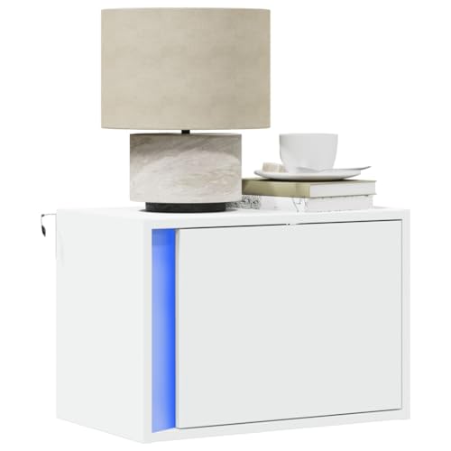 Juroupi Mesitas de Noche de Pared con Luces LED 2 Unidades mesillas de Noche mesita Flotante Dormitorio Mesa de Noche Blanco - 852090