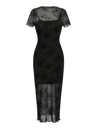 womens casual summer dresses Halloween Spider Web Print Bodycon Dress