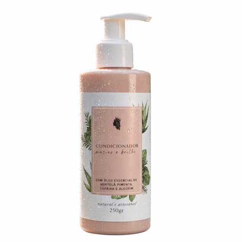 Condicionador Maciez e Brilho com Óleo Essencial de Hortelã Pimenta, Copaíba e Alecrim, Natural e Artesanal, 250g