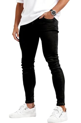 GINGTTO Skinny Jeans Men Slim Fit Stretch Black Jeans Men Tapered Leg 28
