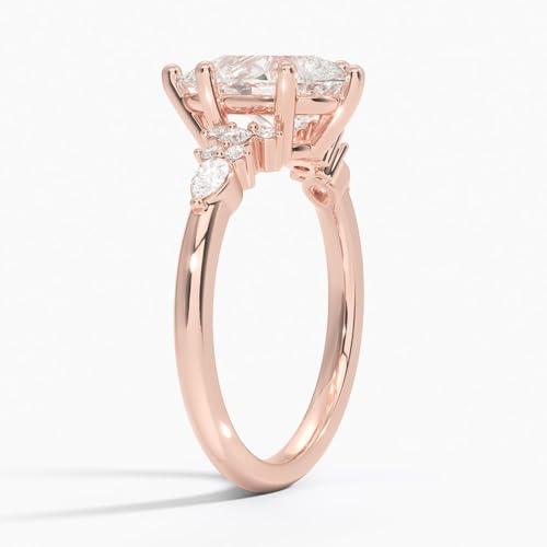 1 CT-3 CT Colorless Moissanite Engagement Ring, Halo Diamond Accents, Antique Wedding Ring, Solid 10K/14K/18K Gold Anniversary Promise Ring Gifts for Her3