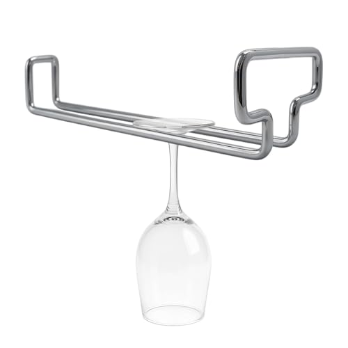 Portacalici Sottomensola [SALVASPAZIO, STRUTTURA RESISTENTE] Portabicchieri Sospeso, Ferro Cromato, per Cucina/Bar, Facile da Installare, Elegante, Resistente e Antiruggine | BINARIO SINGOLO - CROMATO