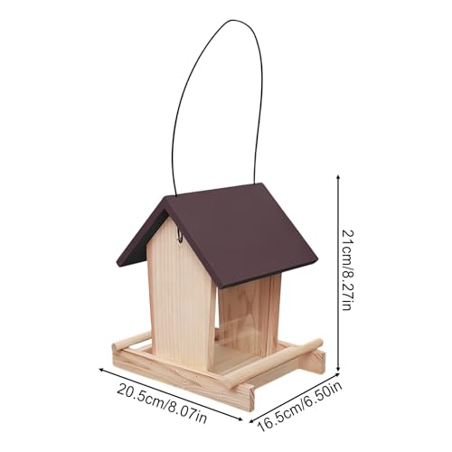 Mangeoire à oiseaux en bois avec corde supérieure, accessoire extérieur durable
