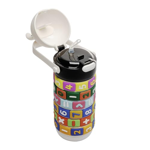 WOLFF - Garrafa Infantil de Plástico Educativa com Tabuada e Tampa Coelho Preta 500ml