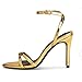 Elisabet Tang Women's 4 inch Strappy High Heel Sandals - Elegant Ankle Strap Open Toe Dress Shoes for Wedding Party Evening