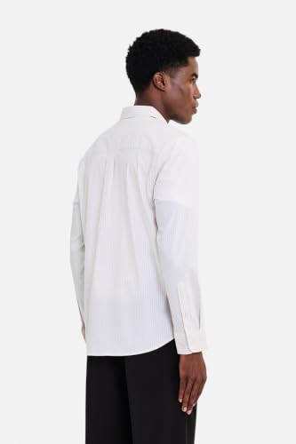 Image of SNITCH Men Formal Shirt for Office & Smart Casual | Regular Fit Spread Collar Vertical Pinstripes | Breathable Cotton Blend Stretch Full Sleeve Button Shirt