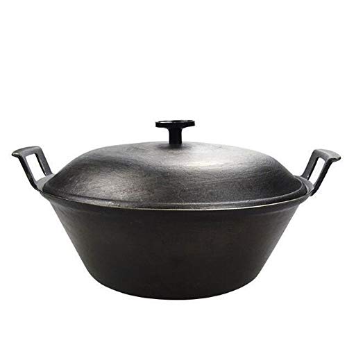 QUSYZD Sartén Wok Olla de Hierro Fundido Wok para cocinar Sartén Olla para Sopa Cazuela sin Revestimiento Olla para estofado Cazuela Olla para estofado Utensilios de Cocina Cocina a ga,
