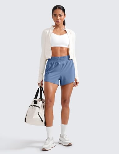 Image of CRZ YOGA Dolphin Athletic Shorts 3 inch | High Waisted, Mesh Liner, Quick Dry, Lightweight, A Zip Pocket, for Women