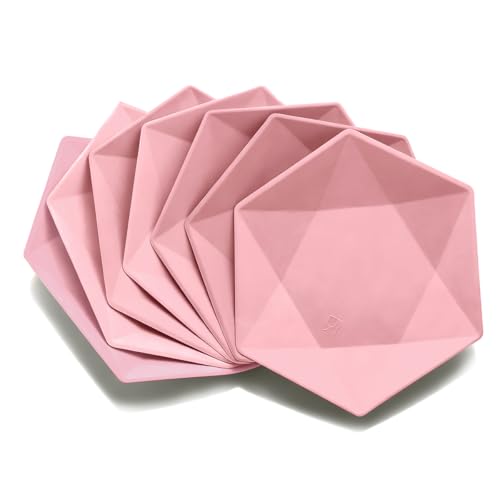 Hasdock 18 Count Macaron Orange Disposable Sturdy Waterproof Hexagon Plates 6 Inch, Biodegradable Plant Fiber Tableware for Wedding Birthday Party Baby Shower Holiday Feast & Celebration