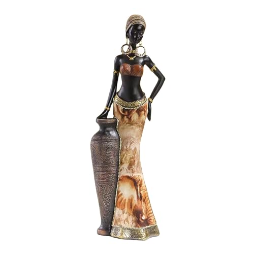 JISADER Statuetta di Donne africane Statue africane Sculture Pezzo d'Arte da Collezione Decorativo retrò per Accento Decorativo su scaffale, Stile D