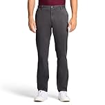 Izod Men's Saltwater Stretch Flat Front Straight Fit Chino Pant Casual, Asphalt, 32W / 30L