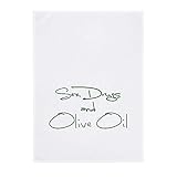 17;30 Geschirrtuch Sex, Drugs and Olive Oil weiß/grün - Küchenhandtuch aus 100% Baumwolle, saugstark und robust, 70x70cm, mit lustigem kult Text als Print