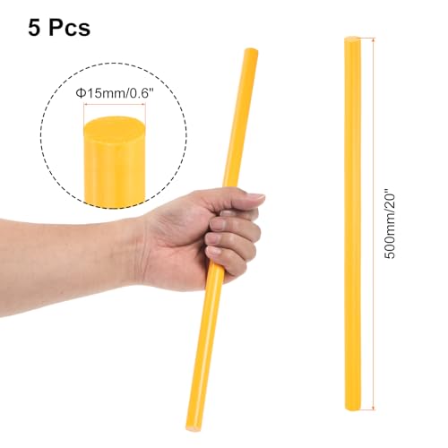 Image of uxcell 5 Pcs Plastic Rods 15 x 500mm Round Solid ABS Styrene Stick for DIY Toys Building Architectural Model Making, Yellow