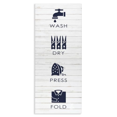 Rustic Wash Dry Press Fold Laundry Text, 10 x 24 Inch Canvas Wall Art