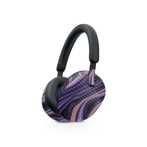 Image of MightySkins Carbon Fiber Skin Compatible with Sony WH-1000XM5 Headphones - Purple Jewel | Protective, Durable Textured Carbon Fiber Finish | Easy to Apply