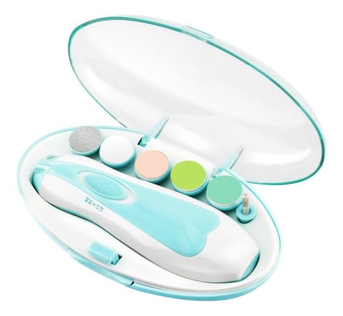 Lixa Cortador Aparador De Unha Bebe Eletrico Recem Nascido Kit Manicure Para Crianças Com 6 Tipos De