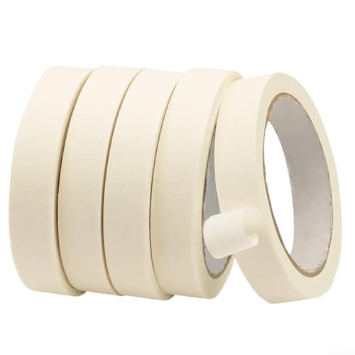 Cinta adhesiva de papel crepé para pintar y decorar, 5 rollos de 2 cm de ancho x 20 m