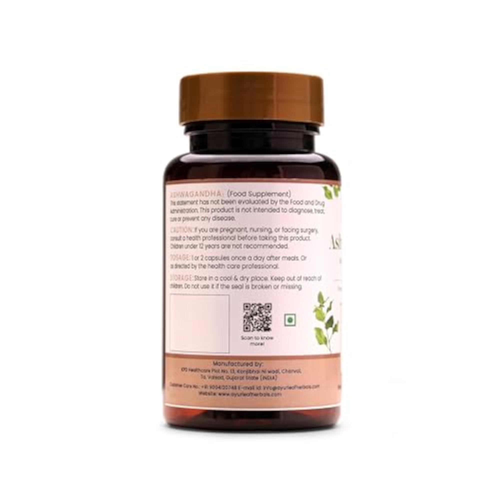 Ashwagandha Capsules, Natural Extract for Immunity and Strength