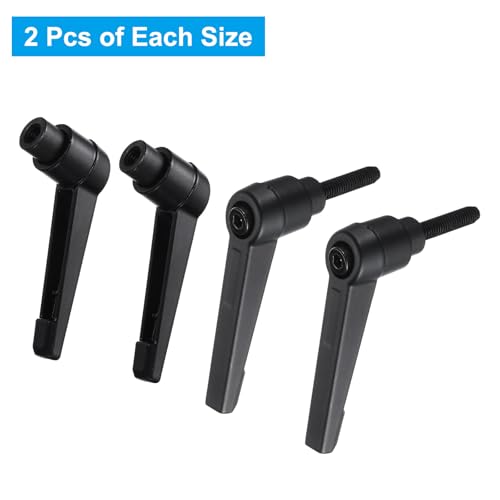 Image of uxcell 4pcs Clamping Lever Adjustable Handle Set Metric M5 x 20mm Male & M5 Female Thread Level Handles Hand Stud Knobs Quick Release Black for Lathe Machinery