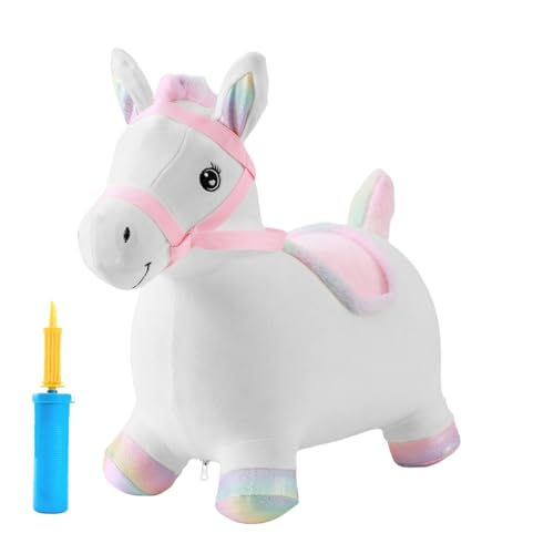 Genérico Bouncy Horse, Inflatable Plush Horse Hopper, Fun Interactive Jumping Toy, 22-Inches Indoor Ride on Balancing Trainer with Soft Cover, Ideal for 2–5-Year-Old Kids, Boys, Girls and Toddler