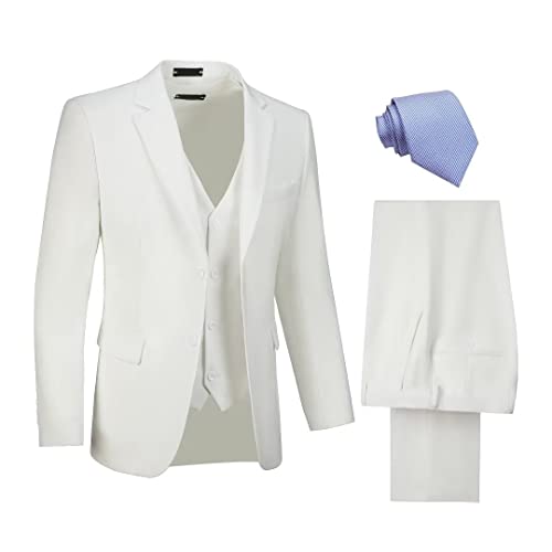 Men Slim Fit Suits 3-Piece Classic Ivory Tuxedo Formal Wear For Men Wedding Prom Dress Suit Jacket Pants Set #TOP1