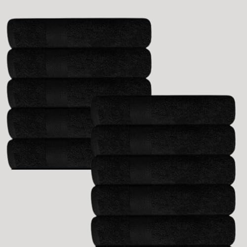 Premium Black Salon Towel | Soft Absorbent Spa Towel for Hair Wash & Gym Use | Durable Quick Dry Professional Towel Pack of 10