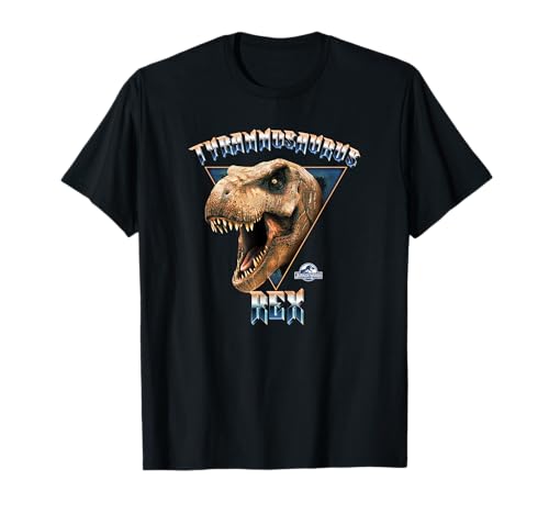 T-shirt Tyrannosaurus Rex Jurassic World fini logo métal en coton premium