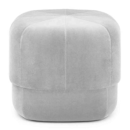 GBYAGECZ Taburetes Puff geométrico/Taburete Redondo Acolchado para sofá/Taburete para Cambiar Zapatos en el sofá de la Sala de Estar/Taburete tapizado para pies/Gris Claro/Grande