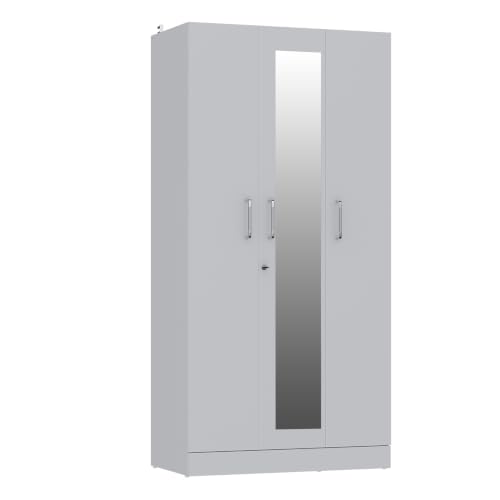 Image of Wakefit Wardrobe for Bedroom | 1 Yr Warranty | Cupboard for Bedroom, Almirah, Wooden Wardrobe, Multi-Shelves Storage with Mirror, Density:680-750 kg /m, Free Installation from Brand (Twill - FW)
