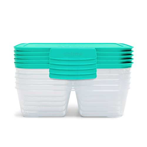 Sistema Nest It Meal Prep Food Storage Containers With Lids, 3 Compartments, 8 Cups, 5-Pack, Teal #TOP7